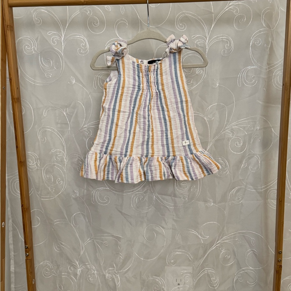 Striped Sleeveless Dress with Ruffle Hem